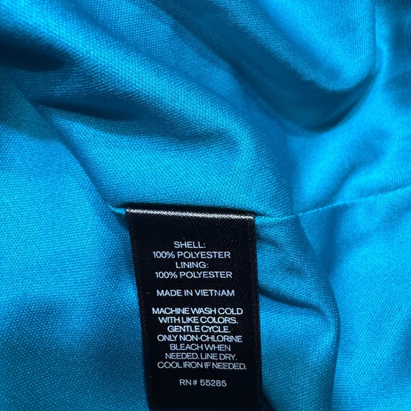 Express High Neck Fit and Flare Dress in Teal - Picture 9 of 9